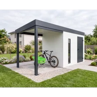 GARDEON® Gartenhaus mit Hörmann-Türen, Lichtband und überdachtem Bereich