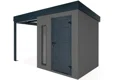 GARDEON® Gartenhaus mit Hörmann-Türen, Lichtband und überdachtem Bereich