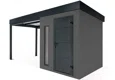 GARDEON® Gartenhaus mit Hörmann-Türen, Lichtband und überdachtem Bereich