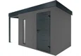GARDEON® Gartenhaus mit Hörmann-Türen, Lichtband und überdachtem Bereich
