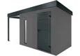 GARDEON® Gartenhaus mit Hörmann-Türen, Lichtband und überdachtem Bereich