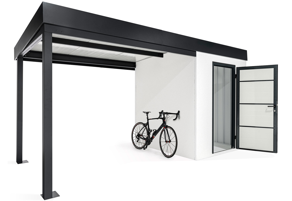 GARDEON® Gartenhaus mit Hörmann-Türen und überdachtem Bereich