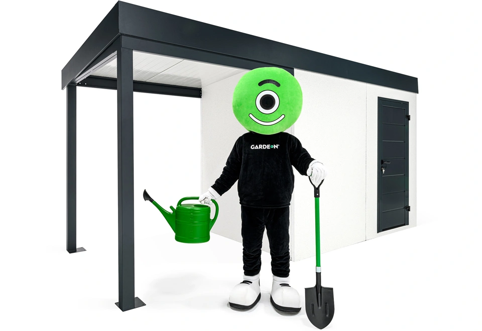 GARDEON® Gartenhaus mit Hörmann-Türen und überdachtem Bereich