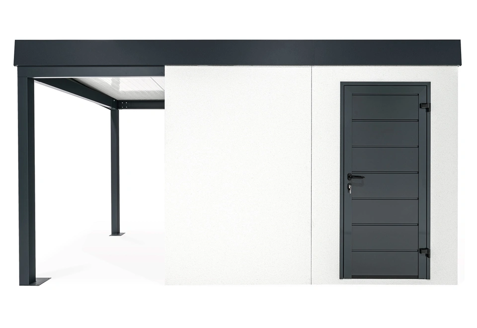 GARDEON® Gartenhaus mit Hörmann-Türen und überdachtem Bereich