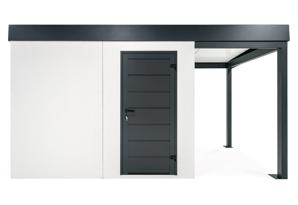 GARDEON® Gartenhaus mit Hörmann-Türen und überdachtem Bereich