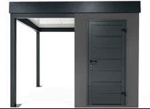 GARDEON® Gartenhaus mit Hörmann-Türen und überdachtem Bereich