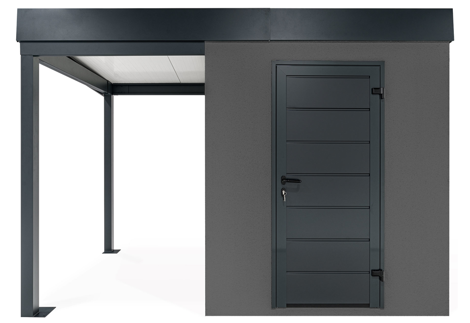 GARDEON® Gartenhaus mit Hörmann-Türen und überdachtem Bereich