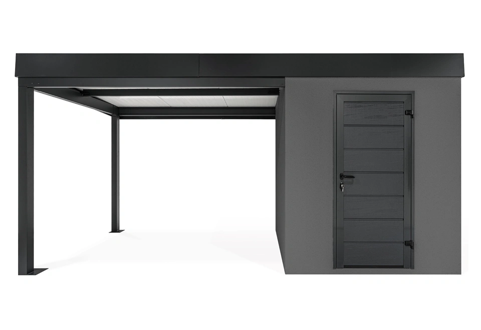 GARDEON® Gartenhaus mit Hörmann-Türen und überdachtem Bereich