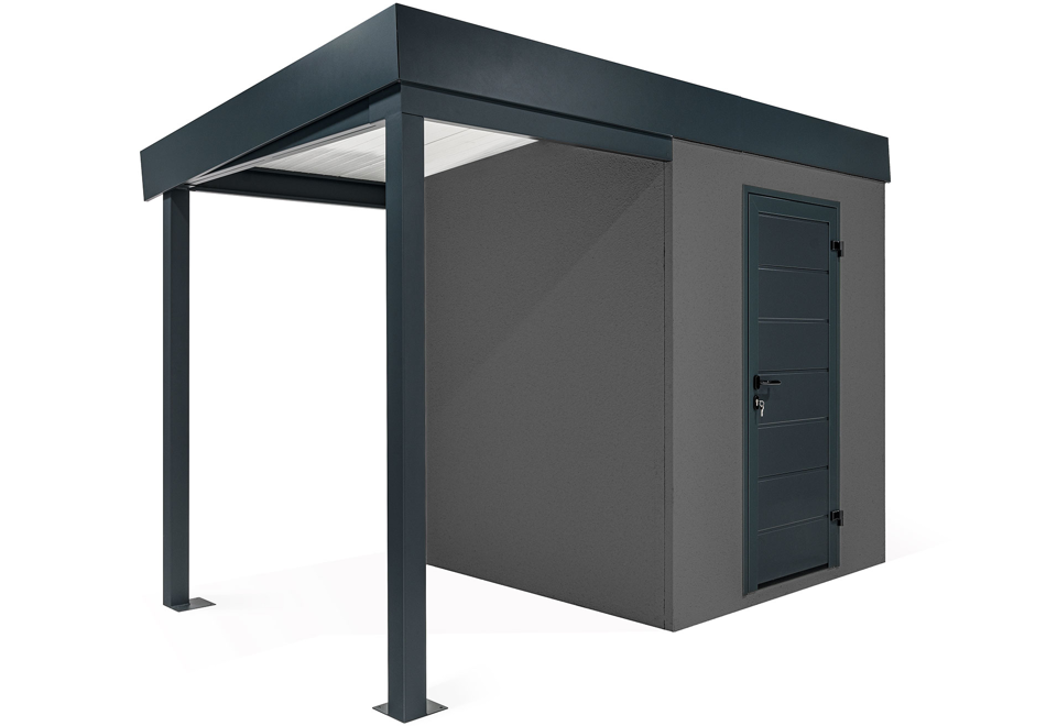 GARDEON® Gartenhaus mit Hörmann-Türen und überdachtem Bereich