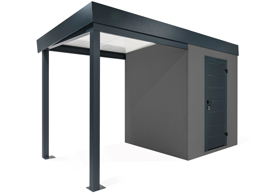 GARDEON® Gartenhaus mit Hörmann-Türen und überdachtem Bereich