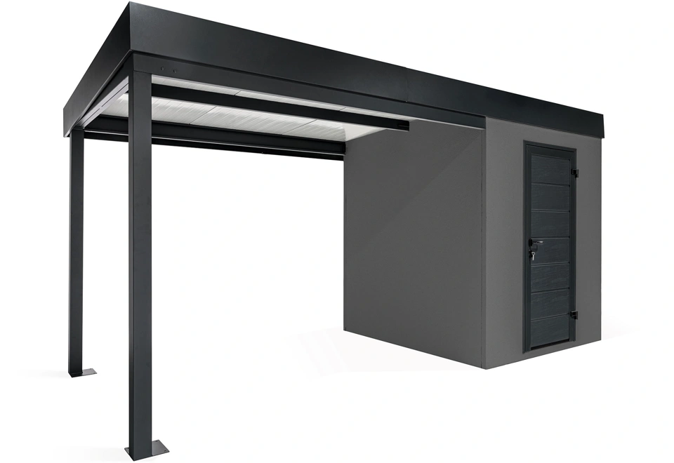 GARDEON® Gartenhaus mit Hörmann-Türen und überdachtem Bereich