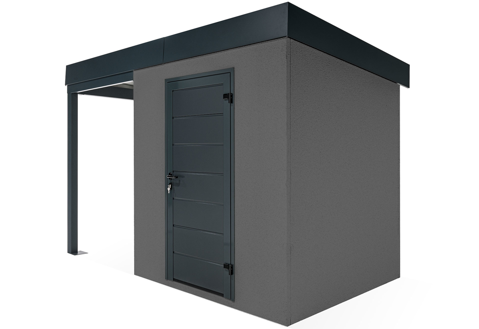 GARDEON® Gartenhaus mit Hörmann-Türen und überdachtem Bereich
