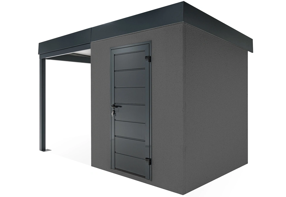 GARDEON® Gartenhaus mit Hörmann-Türen und überdachtem Bereich