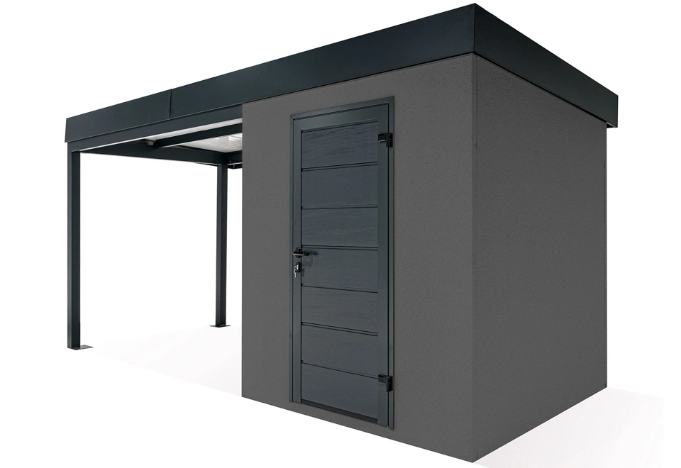 GARDEON® Gartenhaus mit Hörmann-Türen und überdachtem Bereich