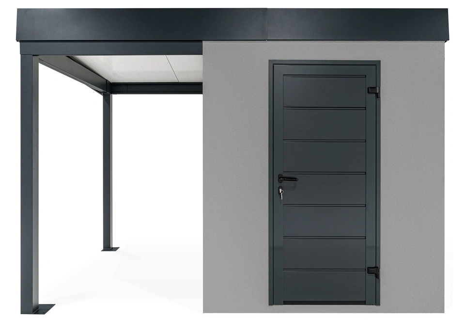 GARDEON® Gartenhaus mit Hörmann-Türen und überdachtem Bereich