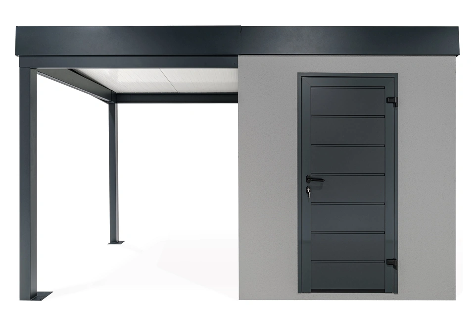 GARDEON® Gartenhaus mit Hörmann-Türen und überdachtem Bereich