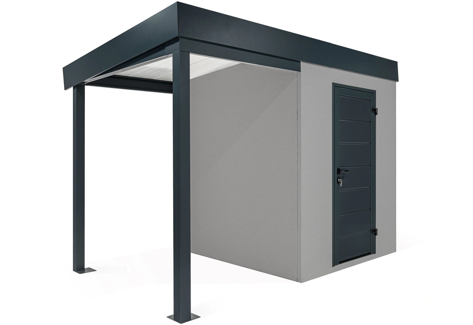 GARDEON® Gartenhaus mit Hörmann-Türen und überdachtem Bereich