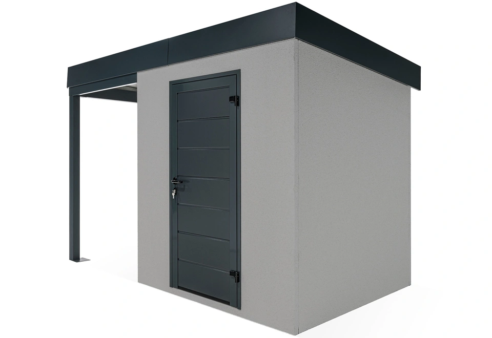 GARDEON® Gartenhaus mit Hörmann-Türen und überdachtem Bereich