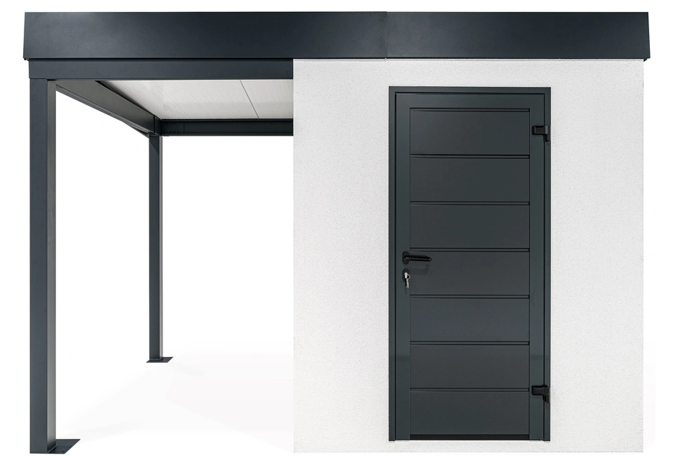 GARDEON® Gartenhaus mit Hörmann-Türen und überdachtem Bereich