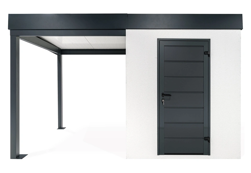 GARDEON® Gartenhaus mit Hörmann-Türen und überdachtem Bereich