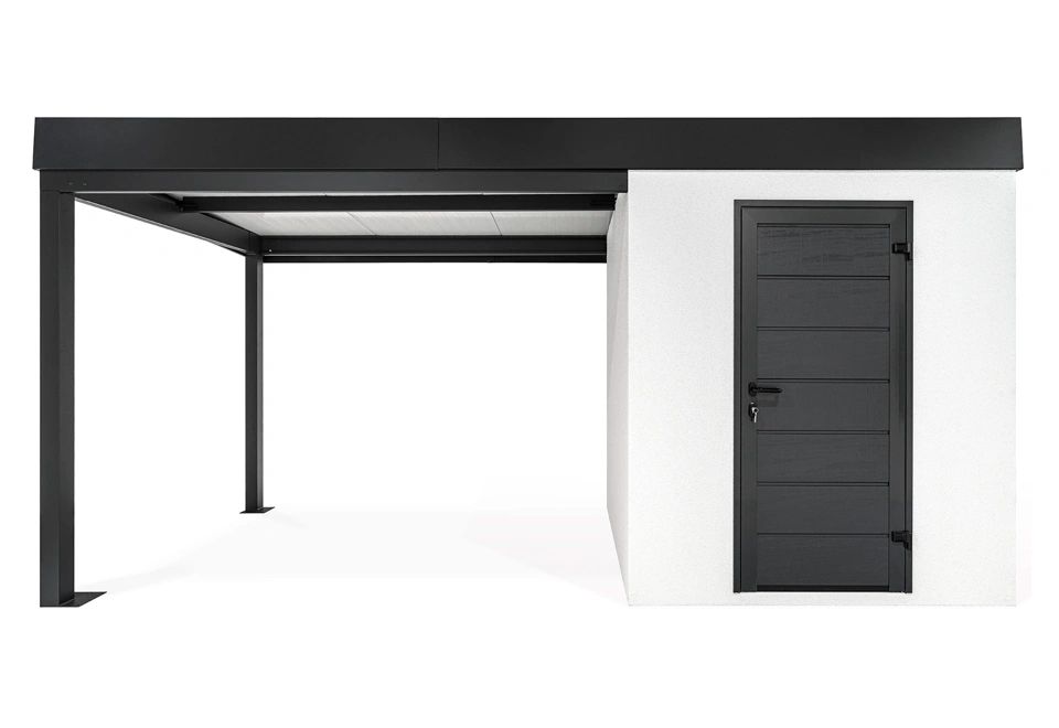 GARDEON® Gartenhaus mit Hörmann-Türen und überdachtem Bereich