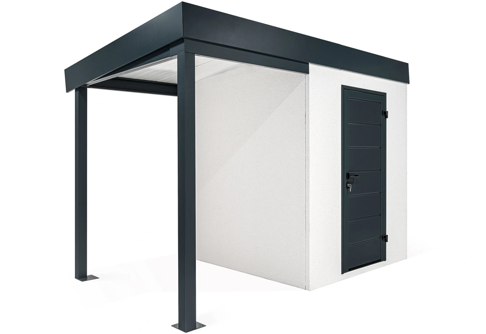 GARDEON® Gartenhaus mit Hörmann-Türen und überdachtem Bereich