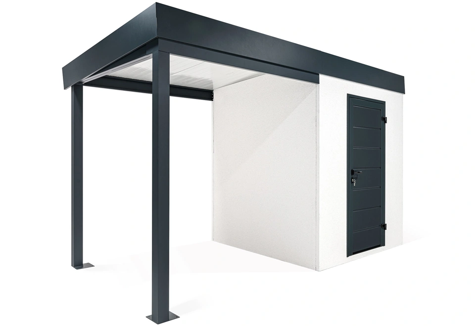 GARDEON® Gartenhaus mit Hörmann-Türen und überdachtem Bereich