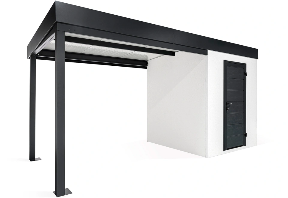 GARDEON® Gartenhaus mit Hörmann-Türen und überdachtem Bereich