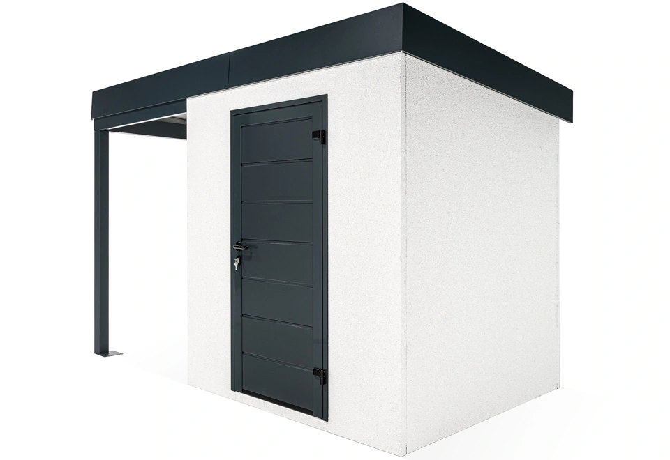 GARDEON® Gartenhaus mit Hörmann-Türen und überdachtem Bereich