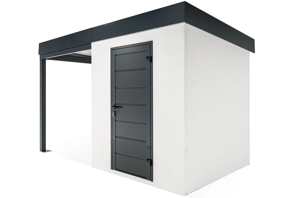 GARDEON® Gartenhaus mit Hörmann-Türen und überdachtem Bereich