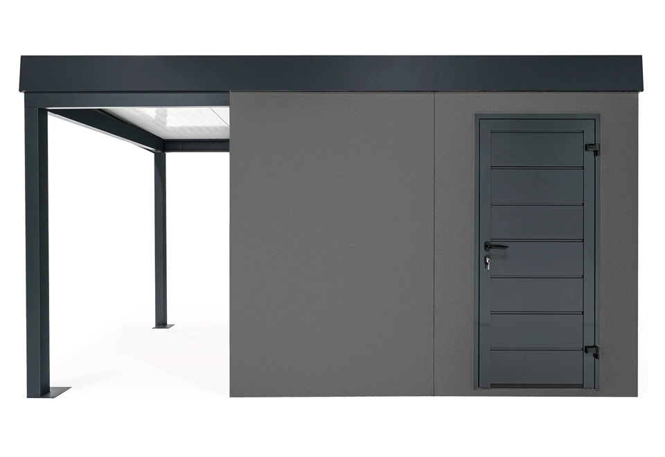 GARDEON® Gartenhaus mit Hörmann-Türen und überdachtem Bereich