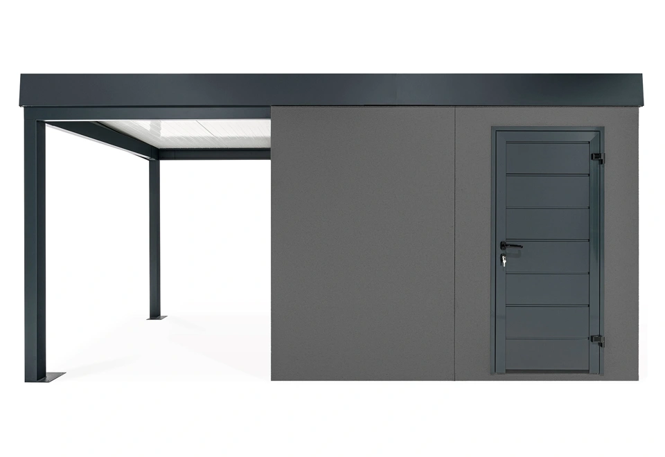 GARDEON® Gartenhaus mit Hörmann-Türen und überdachtem Bereich