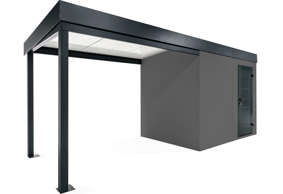 GARDEON® Gartenhaus mit Hörmann-Türen und überdachtem Bereich