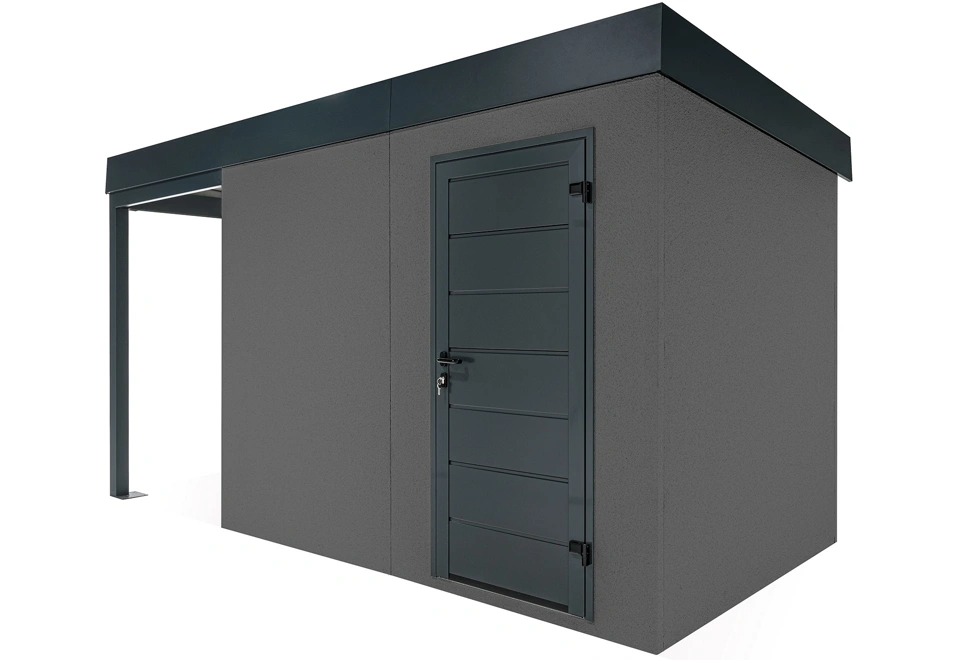GARDEON® Gartenhaus mit Hörmann-Türen und überdachtem Bereich