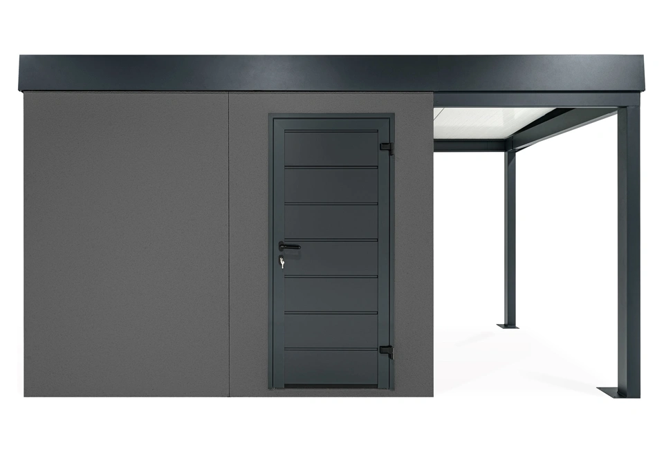 GARDEON® Gartenhaus mit Hörmann-Türen und überdachtem Bereich