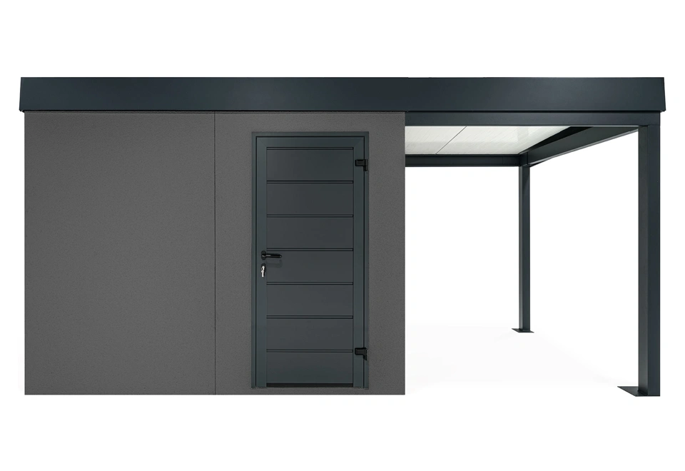 GARDEON® Gartenhaus mit Hörmann-Türen und überdachtem Bereich