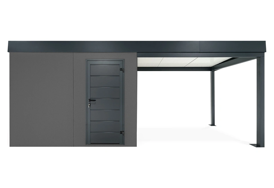 GARDEON® Gartenhaus mit Hörmann-Türen und überdachtem Bereich