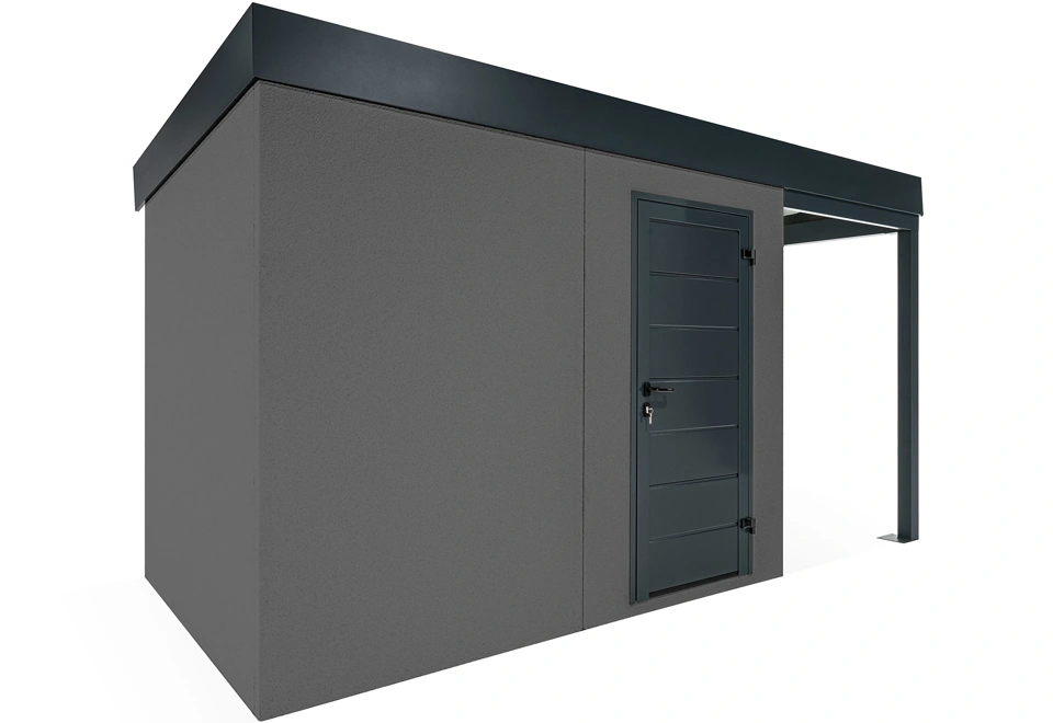 GARDEON® Gartenhaus mit Hörmann-Türen und überdachtem Bereich