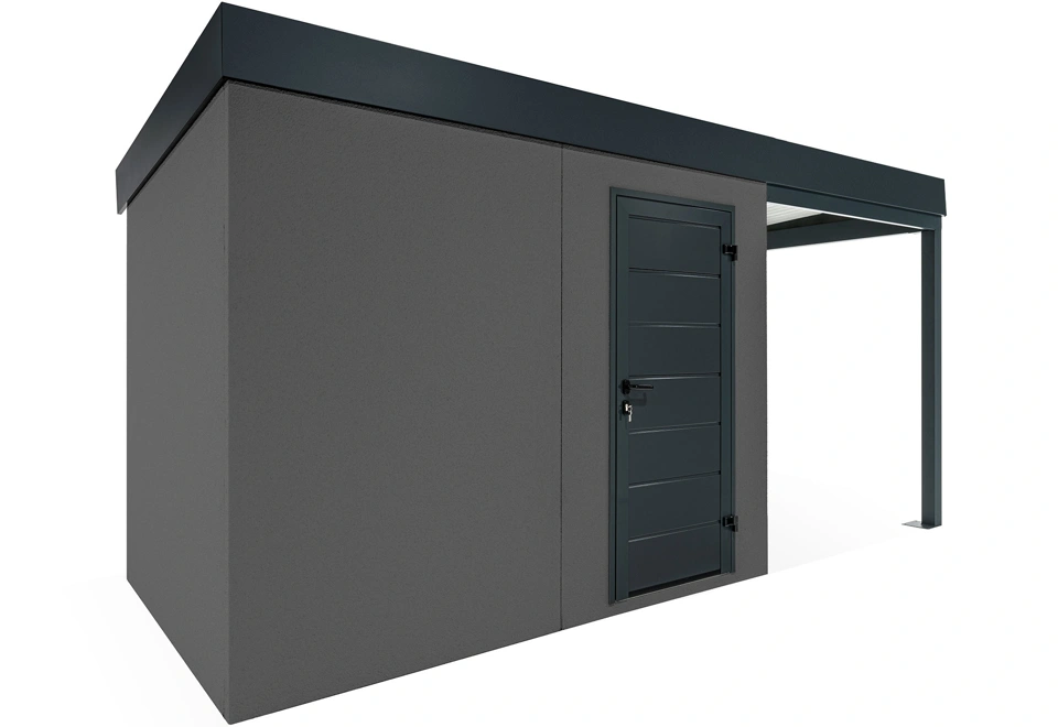 GARDEON® Gartenhaus mit Hörmann-Türen und überdachtem Bereich