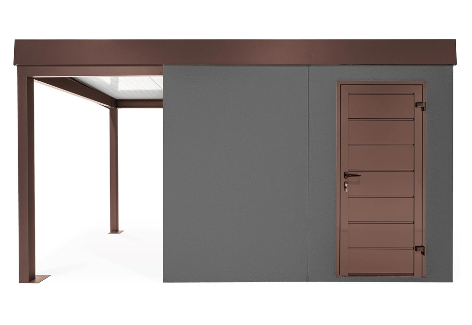 GARDEON® Gartenhaus mit Hörmann-Türen und überdachtem Bereich