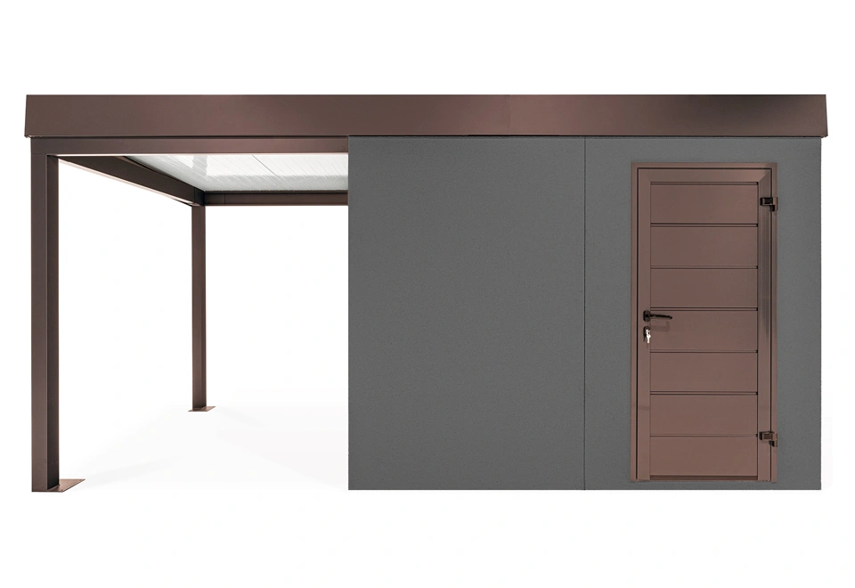 GARDEON® Gartenhaus mit Hörmann-Türen und überdachtem Bereich