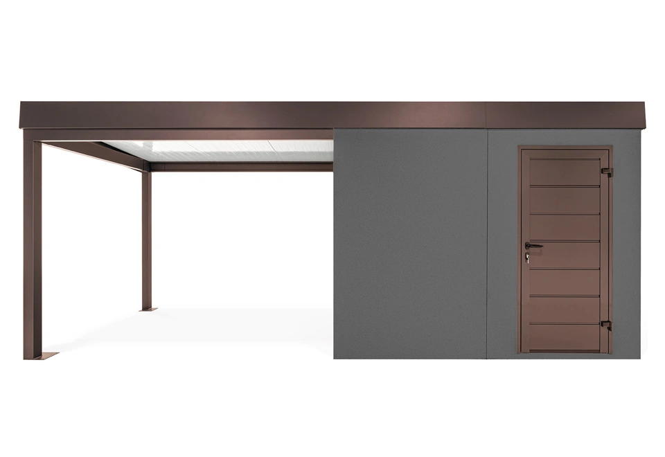 GARDEON® Gartenhaus mit Hörmann-Türen und überdachtem Bereich