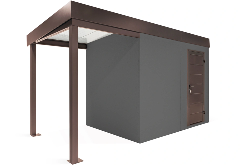 GARDEON® Gartenhaus mit Hörmann-Türen und überdachtem Bereich