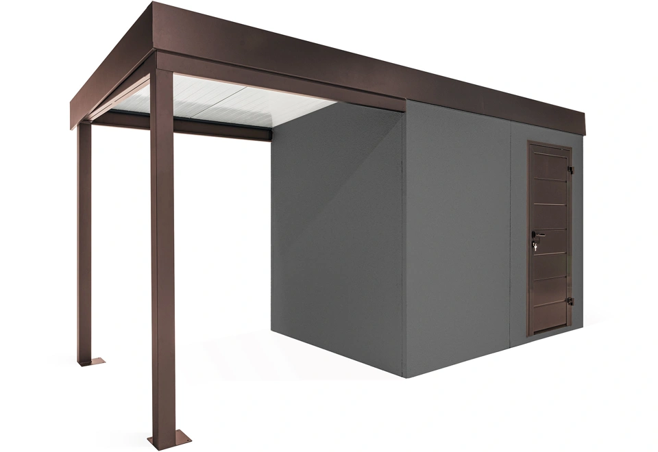GARDEON® Gartenhaus mit Hörmann-Türen und überdachtem Bereich