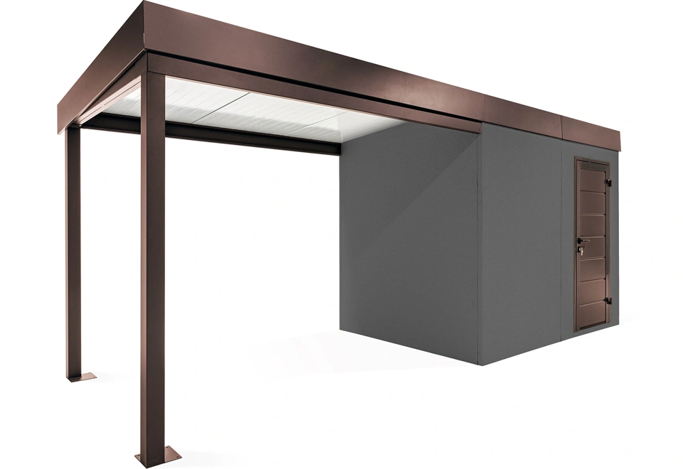 GARDEON® Gartenhaus mit Hörmann-Türen und überdachtem Bereich