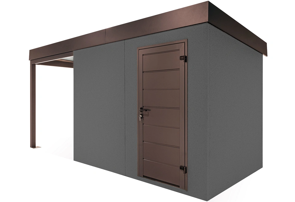 GARDEON® Gartenhaus mit Hörmann-Türen und überdachtem Bereich