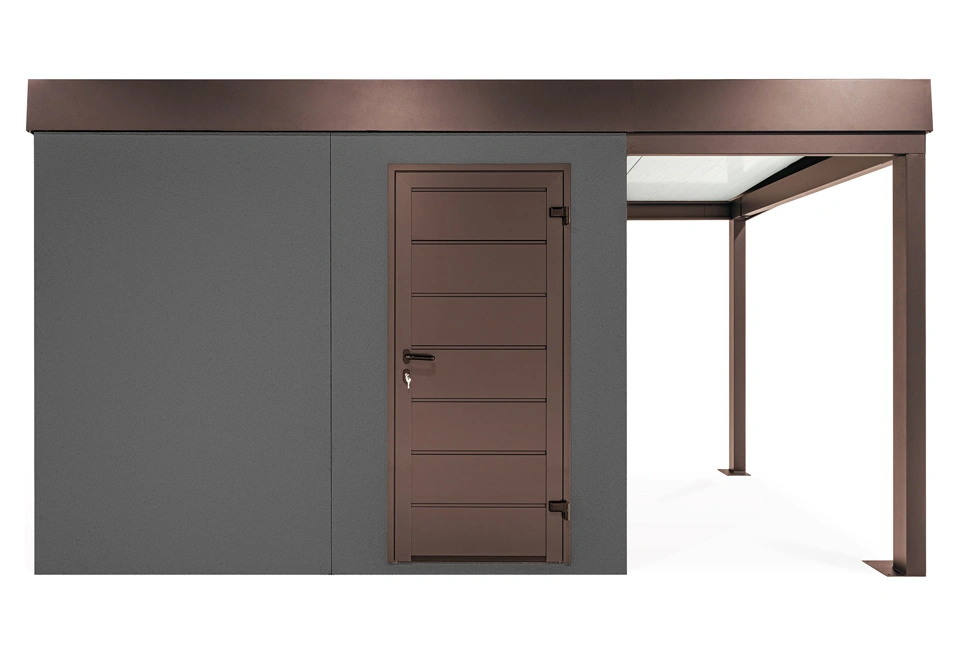 GARDEON® Gartenhaus mit Hörmann-Türen und überdachtem Bereich