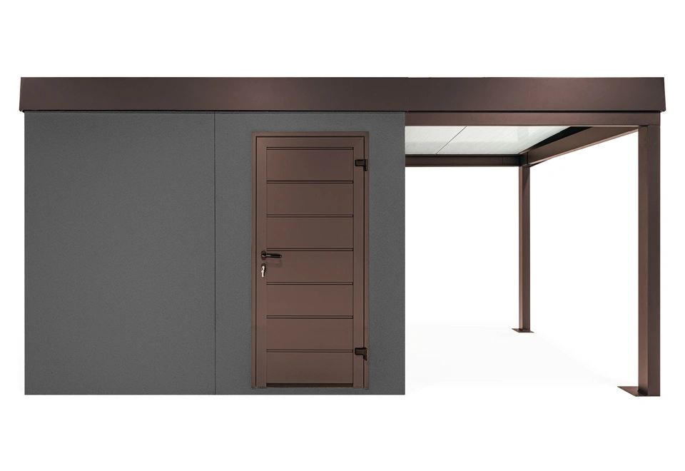 GARDEON® Gartenhaus mit Hörmann-Türen und überdachtem Bereich