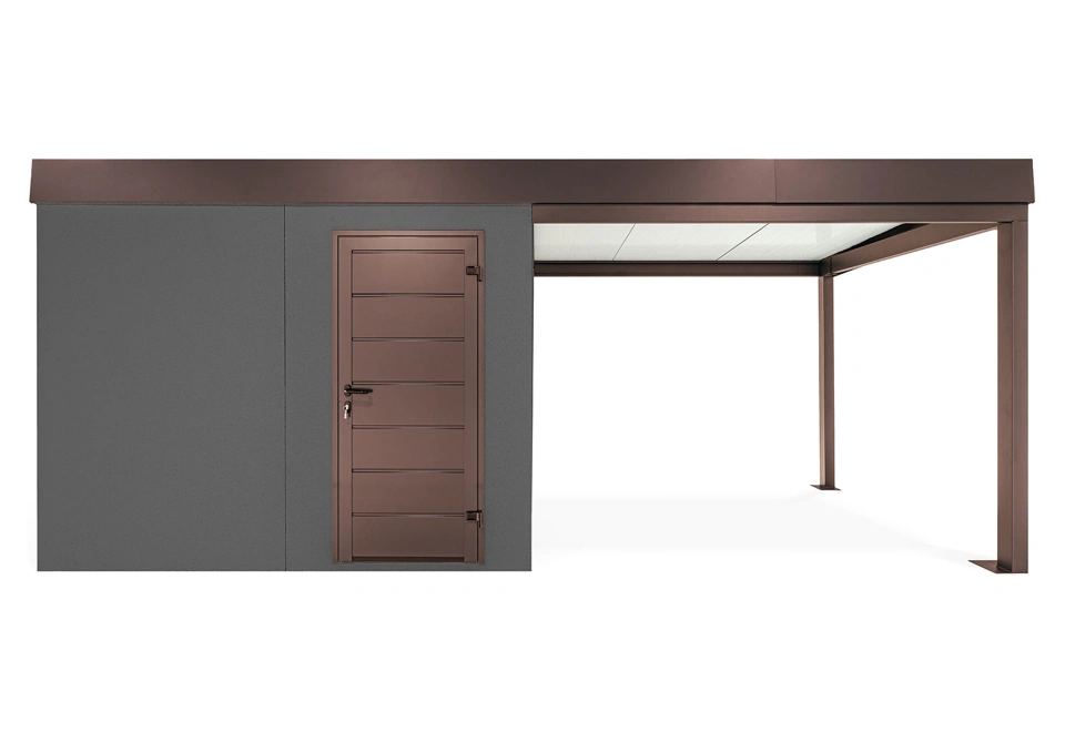 GARDEON® Gartenhaus mit Hörmann-Türen und überdachtem Bereich