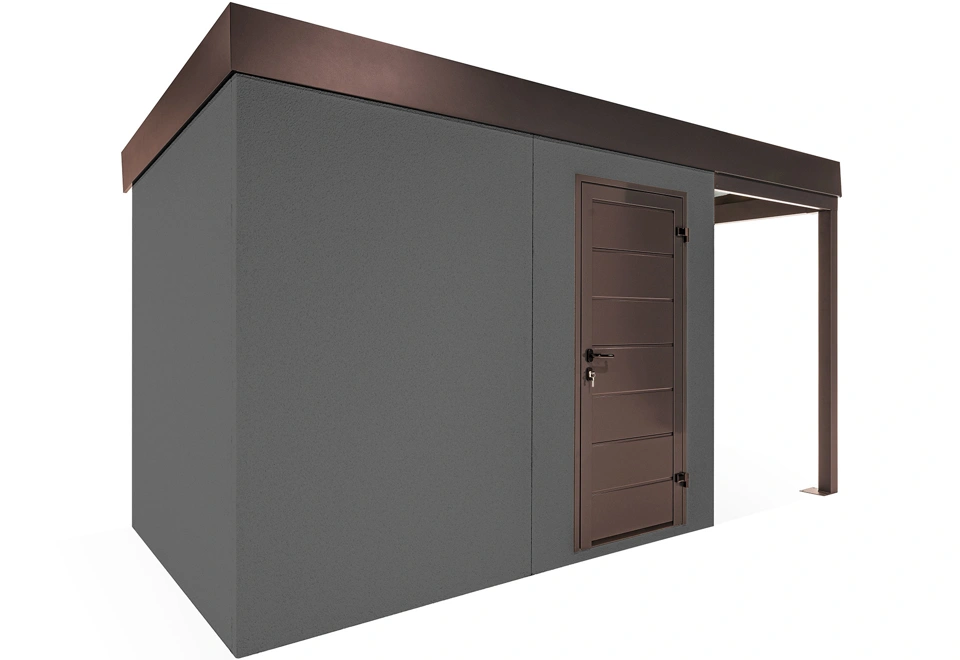 GARDEON® Gartenhaus mit Hörmann-Türen und überdachtem Bereich